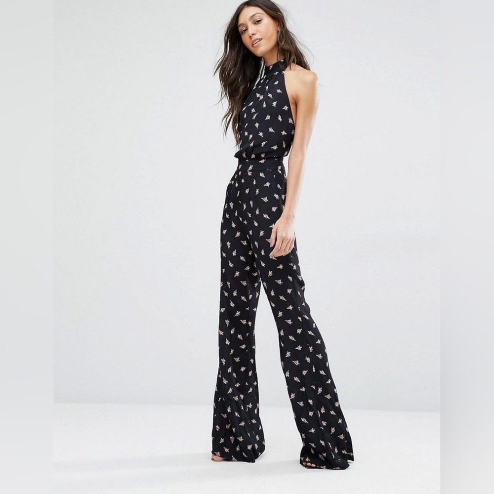 Flynn Skye Ava Halter Neck Jumpsuit Flared Leg
